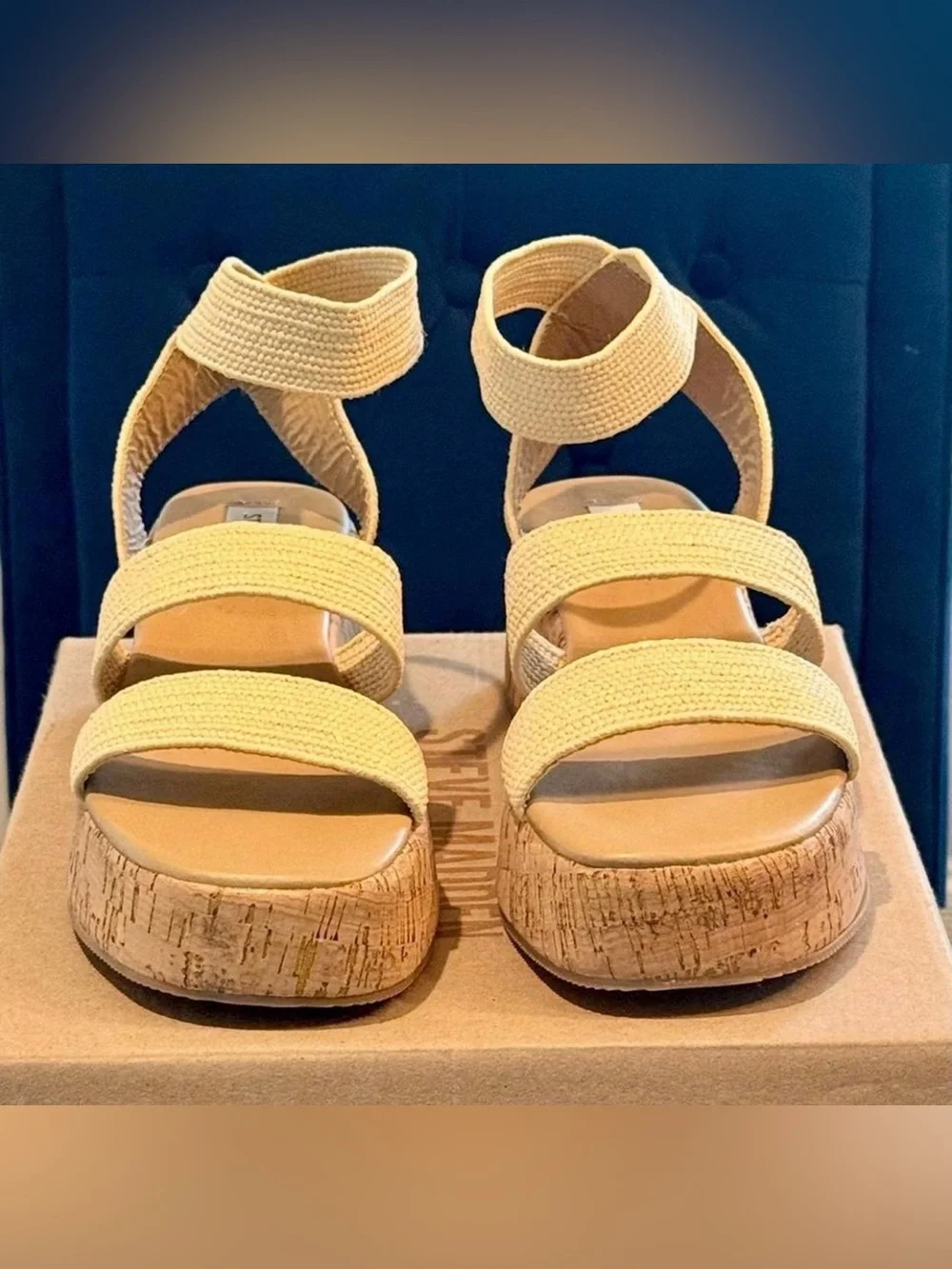 Steve Madden SASHES RAFFIA Cork Platform Sandal Sz. 9 | NWB